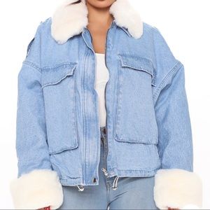 FURGET ABOUT IT SWEETIE Oversized DENIM JACKET